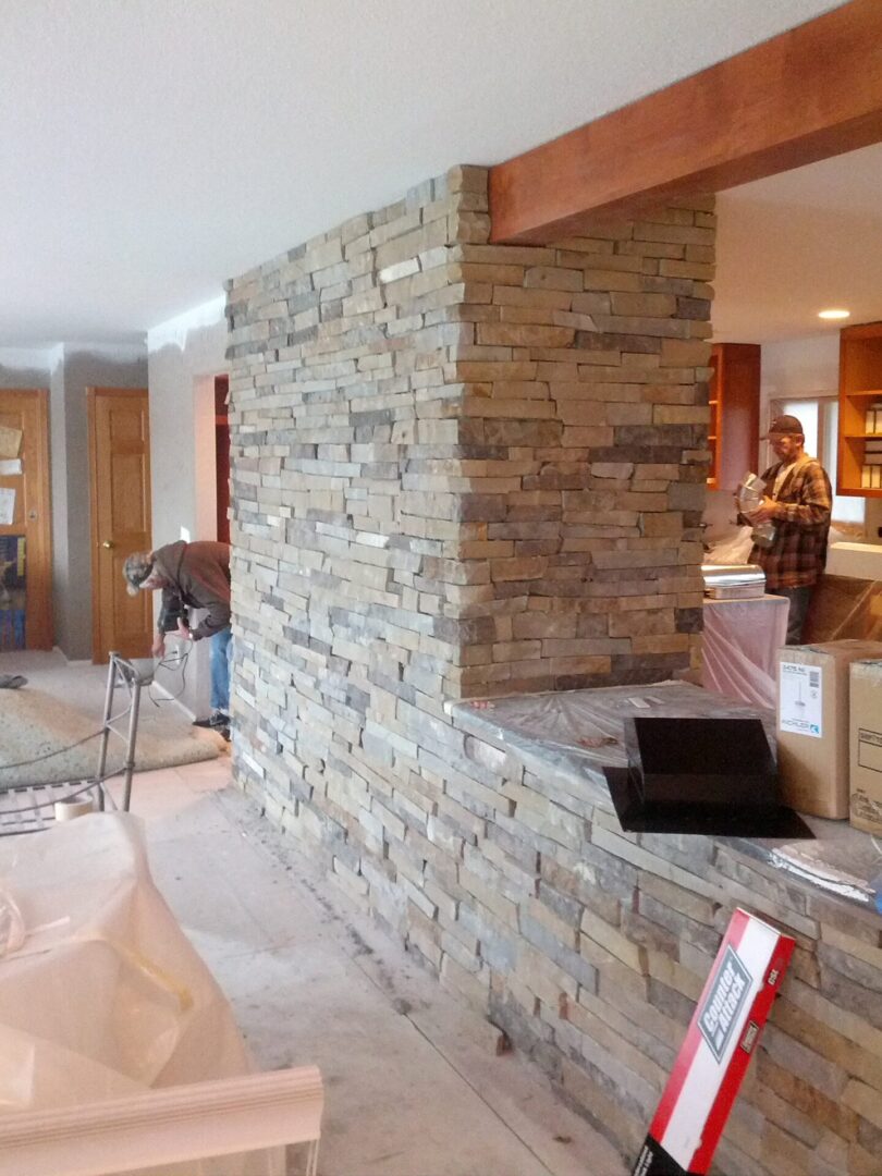 Bricked midsection wall and counter space