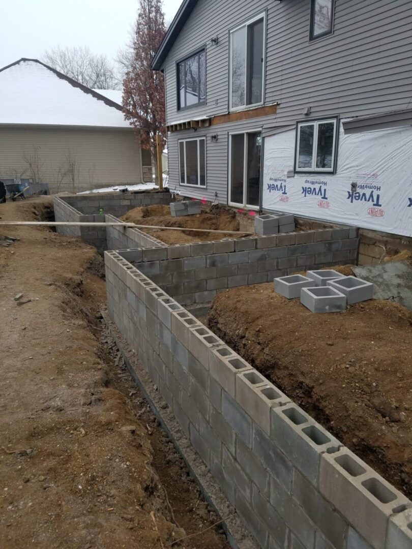 Work in progress concreting of a foundation for a home addition