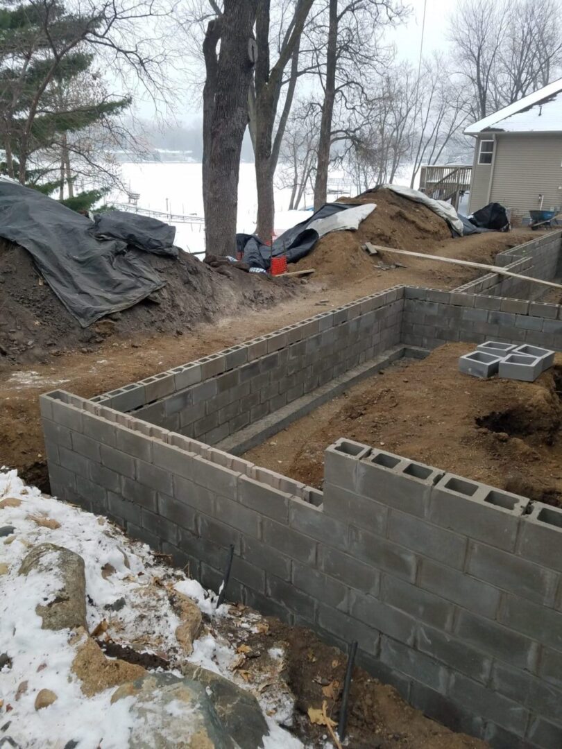 Work in progress concreting of a foundation for a home