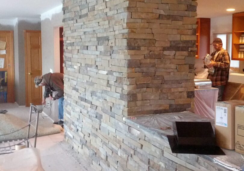 Bricked midsection wall and counter space